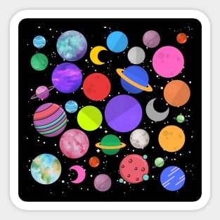 Solar System Planetarium Colorful Planets Pattern Sticker